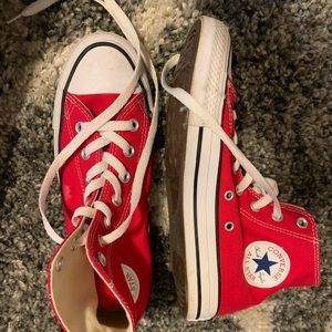 Red high top converse, in super good condition.